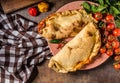 Calzone pizza rustic Royalty Free Stock Photo