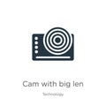 Cam with big len icon vector. Trendy flat cam with big len icon from technology collection isolated on white background. Vector Royalty Free Stock Photo