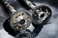 Cam shaft of a turbo diesel engine Royalty Free Stock Photo