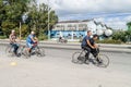 CAMAGUEY, CUBA - JAN 26, 2016: Bicycle traffic on a road in Camague