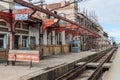 CAMAGUEY, CUBA - JAN 25, 2016: Dilipitated building of the railway station in Camagu Royalty Free Stock Photo