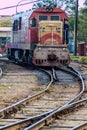 CAMAGUEY, CUBA - JAN 25, 2016: Train engine in the railway station in Camagu Royalty Free Stock Photo