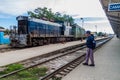 CAMAGUEY, CUBA - JAN 25, 2016: Train at the railway station in Camague Royalty Free Stock Photo