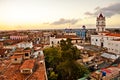 Camaguey UNESCO World Heritage Centre from above at sunset. View of the Plaza de los Trabajadores. aerial view Royalty Free Stock Photo