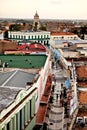 Camaguey UNESCO World Heritage Centre from above. View of the pedestrian street. aerial view