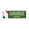 Camargue symbol - France old rusty road sigb wiht flafgof france