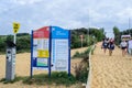 CAMBER SANDS, ENGLAND- 18 September 2021: Camber Western information sign near Camber Sands beach