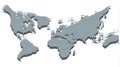 Cambered 3D World Map Isolated on White Royalty Free Stock Photo