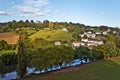 Cambo-les-Bains countryside landscape along Nive river course Royalty Free Stock Photo