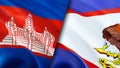 Cambodia and American Samoa flags. 3D Waving flag design. Cambodia American Samoa flag, picture, wallpaper. Cambodia vs American