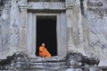 Cambodia Angkor Wat with a monk Royalty Free Stock Photo