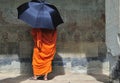 Cambodia Angkor wat with a monk Royalty Free Stock Photo