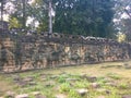 Cambodia Architecture. Bas-relief. Battle with elephants along the Terrace of Elephants. Wall Carving in Angkor Thom Royalty Free Stock Photo