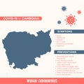 Cambodia - Asia Country Map. Covid-29, Corona Virus Map Infographic Vector Template EPS 10