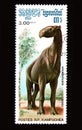 Cambodian postage stamp dedicated to Paraceratherium. dinosaur on postal stamp