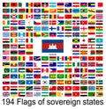 Cambodia, collection of vector images of flags of the world