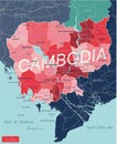 Cambodia country detailed editable map