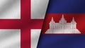 Cambodia and England Realistic Two Flags Together