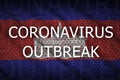 Cambodia flag and Coronavirus outbreak inscription. Covid-19 or 2019-nCov virus