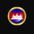 Cambodia flag Golden button