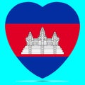 Cambodia Flag In Heart Shape Vector illustration Eps 10 Royalty Free Stock Photo