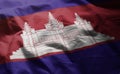 Cambodia Flag Rumpled Close Up