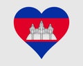 Cambodia Heart Flag. Cambodian Khmer Love Shape Country Nation National Flag. Kingdom of Cambodia Banner Icon Sign Symbol EPS Royalty Free Stock Photo
