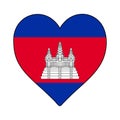 Cambodia Heart Shape Flag. Love Cambodia. Visit Cambodia. ASEAN. Asia. Vector Illustration Royalty Free Stock Photo