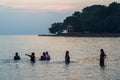 Cambodia. Kep. Cambodian women bath at the end of the day