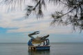 Cambodia. Kep. Iconic blue crab statue