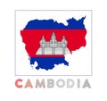 Cambodia Logo. Map of Cambodia with country name.