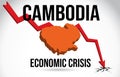 Cambodia Map Financial Crisis Economic Collapse Market Crash Global Meltdown Vector Royalty Free Stock Photo