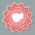 Cambodia map sticker in trendy colors.