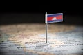Cambodia marked with a flag on the map Royalty Free Stock Photo