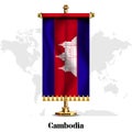 Cambodia National realistic flag with Stand
