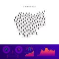Cambodia people map. Detailed vector silhouette. Mixed crowd of men and women. Population infographic elements