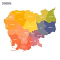 Cambodia political map of administrative divisions Royalty Free Stock Photo