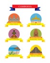 Cambodia Provinces and Landmarks Icons Set