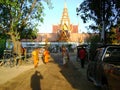 Cambodia religious temple monks trees religious gathering