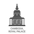 Cambodia, Royal Palace travel landmark vector illustration