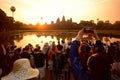 CAMBODIA SIEM REAP ANGKOR WAT TEMPLE SUNRISE Royalty Free Stock Photo