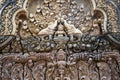 Cambodia. Siem Reap. Carved stone patterns on temple walls Banteay Srey Xth Century Royalty Free Stock Photo