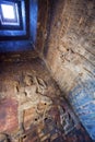 Cambodia. Siem Reap. Carved stone patterns on temple walls Banteay Srey Xth Century, inside view