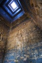 Cambodia. Siem Reap. Carved stone patterns on temple walls Banteay Srey Xth Century, inside view