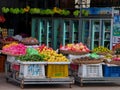 Fruit baskets on the counter, trading in a market in southeast Asia