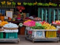 Fruit baskets on the counter, trading in a market in southeast Asia