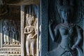 Cambodia. Siem Reap Province. A Devata sculpture at Angkor Wat Temple