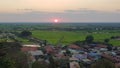 Cambodia. Sunrise and Sunset. Phnom Krom. Fishing village. Siem Reap province. Royalty Free Stock Photo