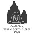 Cambodia, Terrace Of The Leper King travel landmark vector illustration Royalty Free Stock Photo