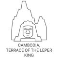 Cambodia, Terrace Of The Leper King travel landmark vector illustration